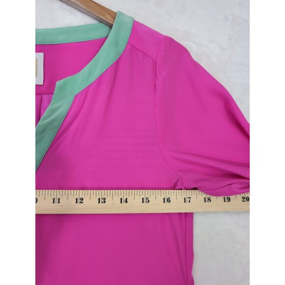 Sail to Sable Silk Tunic Top Womens XS Pink Long Sleeve Preppy Quiet Luxury - Picture 6 of 7